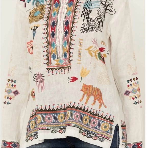 Johnny Was 100% linen embroidered blouse NEW - Picture 8 of 15